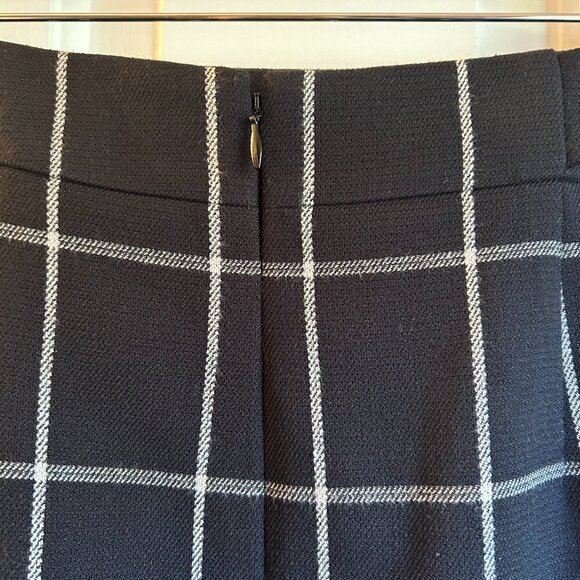 Loft Black Checkered Button Tab Pocket Skirt Size 8 - Picture 5 of 7